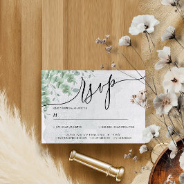 Eucalyptus Greenery Simple Calligraphy Boho RSVP Kaartje