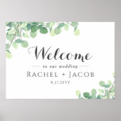 Eucalyptus Greenery Simple Script Wedding Welcome Poster (Voorkant)