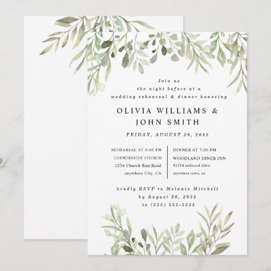 Eucalyptus Greenery Simple Wedding Kaart (Voorkant / Achterkant)