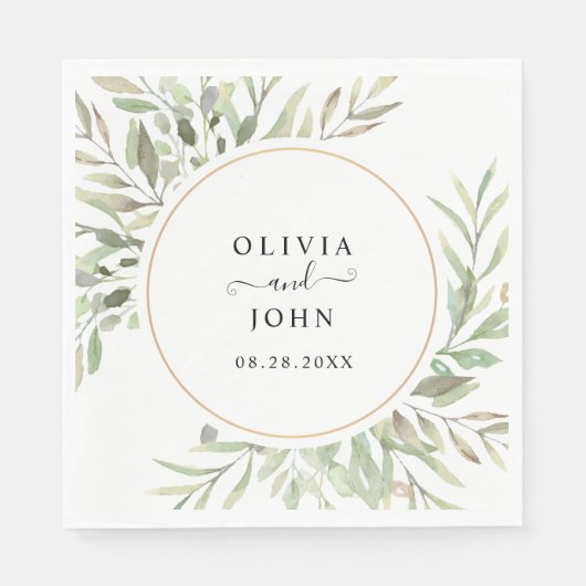 Eucalyptus Greenery Simple Wedding Servet (Voorkant)