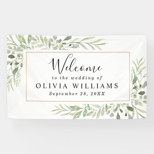 Eucalyptus Greenery Simple Wedding Spandoek (Horizontaal)