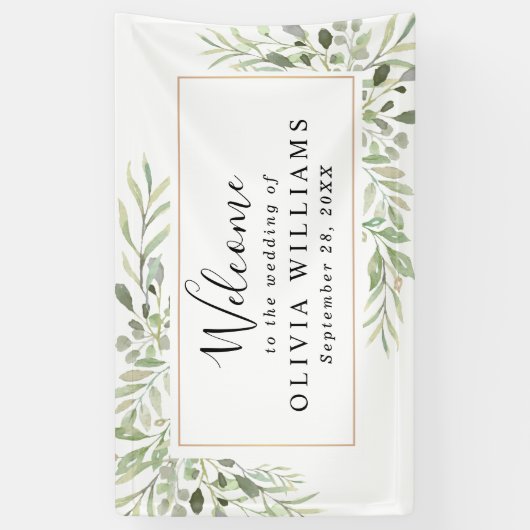 Eucalyptus Greenery Simple Wedding Spandoek (Verticaal)
