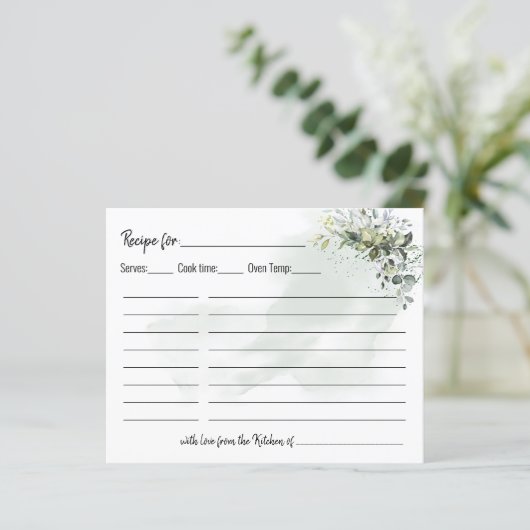 Eucalyptus greenery stof waterverf Recipcard (Staand voorkant)