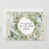 Eucalyptus greenery-strijkkoord licht landhout  save the date (Voorkant)