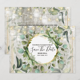 Eucalyptus greenery-strijkkoord licht landhout  save the date