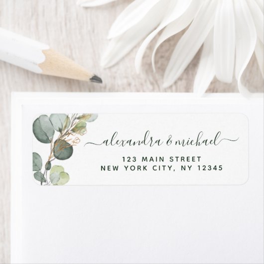 Eucalyptus Greenery Succulent Elegant Wedding Etiket (Insitu)