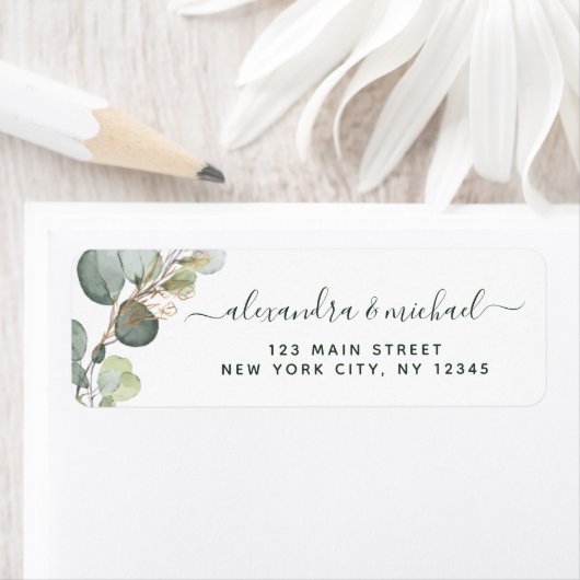 Eucalyptus Greenery Succulent Elegant Wedding Etiket (Insitu)