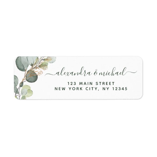 Eucalyptus Greenery Succulent Elegant Wedding Etiket (Voorkant)