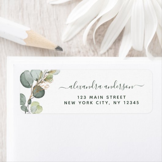 Eucalyptus Greenery Succulent Elegant Wedding Etiket (Insitu)