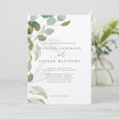 Eucalyptus Greenery Succulent Elegant Wedding Invi Kaart (Staand voorkant)