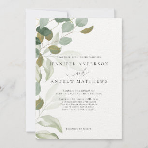 Eucalyptus Greenery Succulent Elegant Wedding Invi Kaart