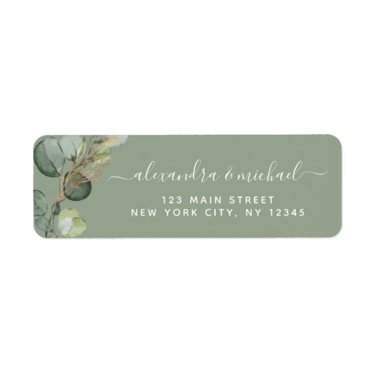 Eucalyptus Greenery Succulent Elegant Wedding Labe Etiket (Voorkant)