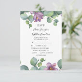 Eucalyptus Greenery Succulent Floral Wedding RSVP Kaartje (Staand voorkant)