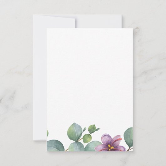 Eucalyptus Greenery Succulent Floral Wedding RSVP Kaartje (Achterkant)