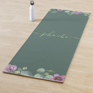 Eucalyptus Greenery Succulent Paarse Green Flowers Yogamat