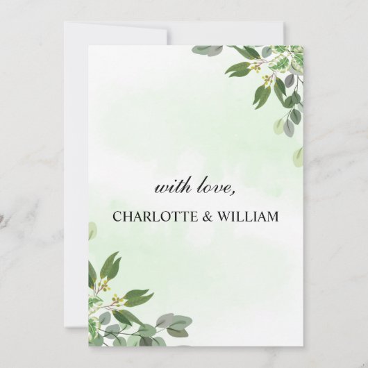 Eucalyptus Greenery Succulent Rehearsal Dinner Kaart (Achterkant)