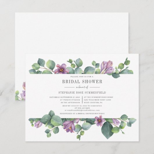 Eucalyptus Greenery Succulent Script Vrijgezellenf Kaart (Voorkant / Achterkant)