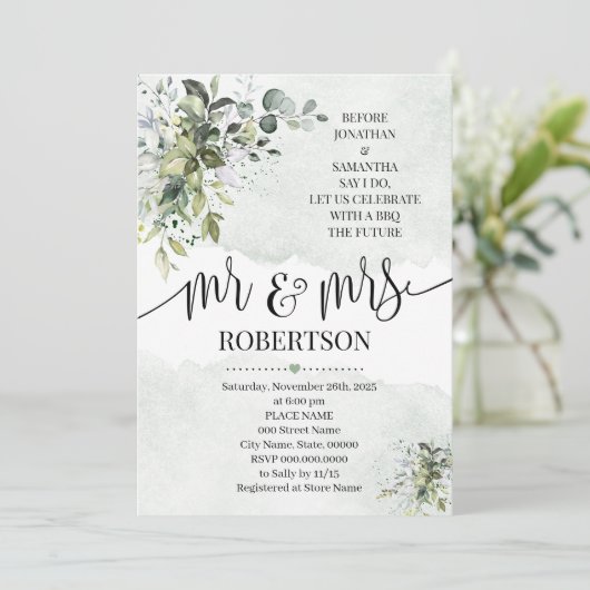 Eucalyptus greenery succulent voor ik ga douchen kaart (Staand voorkant)