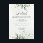 Eucalyptus Greenery Succulent Wedding Informatiekaartje<br><div class="desc">Mooie trouwdetails omhullingskaarten met waterverf eucalyptus en goudbladeren.</div>