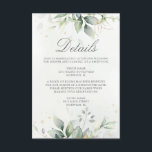Eucalyptus Greenery Succulent Wedding Informatiekaartje<br><div class="desc">Mooie trouwdetails omhullingskaarten met waterverf eucalyptus en goudbladeren.</div>