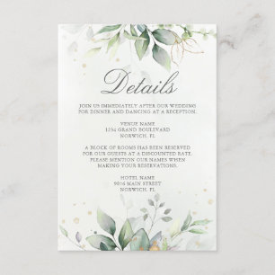 Eucalyptus Greenery Succulent Wedding Informatiekaartje