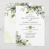 Eucalyptus Greenery Succulent Wedding Kaart (Voorkant / Achterkant)