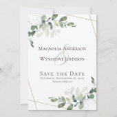 Eucalyptus Greenery Succulent Wedding Save the Dat Date (Voorkant)
