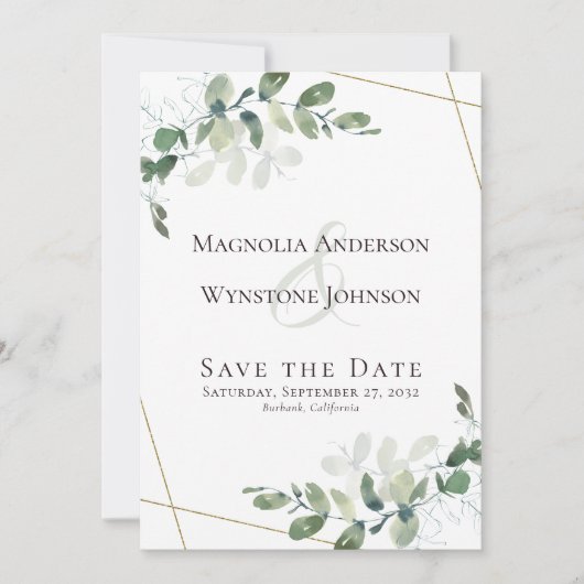 Eucalyptus Greenery Succulent Wedding Save the Dat Save The Date (Voorkant)