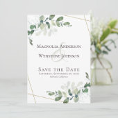 Eucalyptus Greenery Succulent Wedding Save the Dat Save The Date (Staand voorkant)