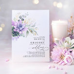 Eucalyptus Greenery Succulents and Gold Wedding Kaart<br><div class="desc">Romantische elegant en unieke goudgroen en sage en paarse succulte trouwuitnodigingen</div>