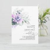 Eucalyptus Greenery Succulents and Silver Wedding Kaart (Staand voorkant)