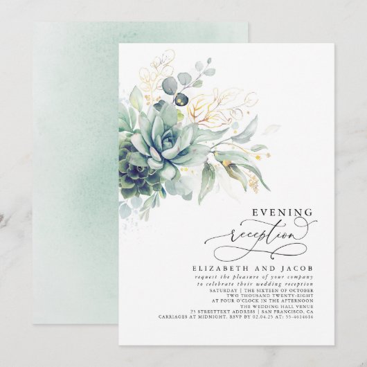 Eucalyptus Greenery Succulents Evening Kaart (Voorkant / Achterkant)