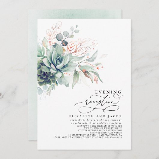 Eucalyptus Greenery Succulents Eving Reception I Kaart (Voorkant / Achterkant)