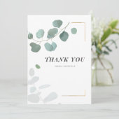 Eucalyptus Greenery Succulents Gold Lijst Bedankkaart (Staand voorkant)