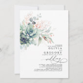 Eucalyptus Greenery Succulents Roos Gold Wedding Kaart (Voorkant)