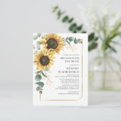 Eucalyptus Greenery Sunflower Brunch met bride Uitnodiging Briefkaart (Staand voorkant)
