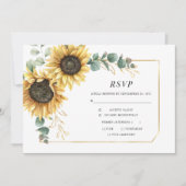 Eucalyptus Greenery Sunflower Geometric Gold RSVP (Voorkant)