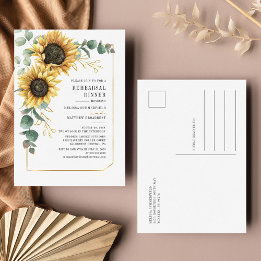 Eucalyptus Greenery Sunflower Rehearsal Dinner Uitnodiging Briefkaart