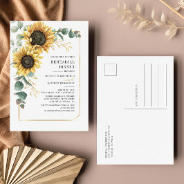 Eucalyptus Greenery Sunflower Rehearsal Dinner Uitnodiging Briefkaart