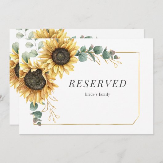 Eucalyptus Greenery Sunflower Reseral Sign. (Voorkant / Achterkant)