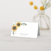 Eucalyptus Greenery Sunflower Script Weddentafel Plaatskaartje (Achterkant)