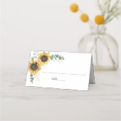 Eucalyptus Greenery Sunflower Script Weddentafel Plaatskaartje (Voorkant)