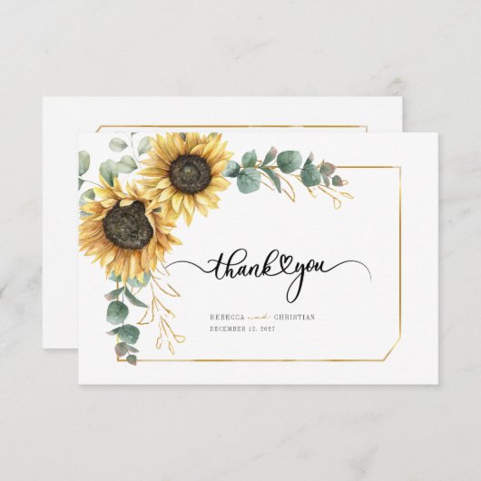 Eucalyptus Greenery Sunflower Succulent Bedankkaart (Voorkant / Achterkant)