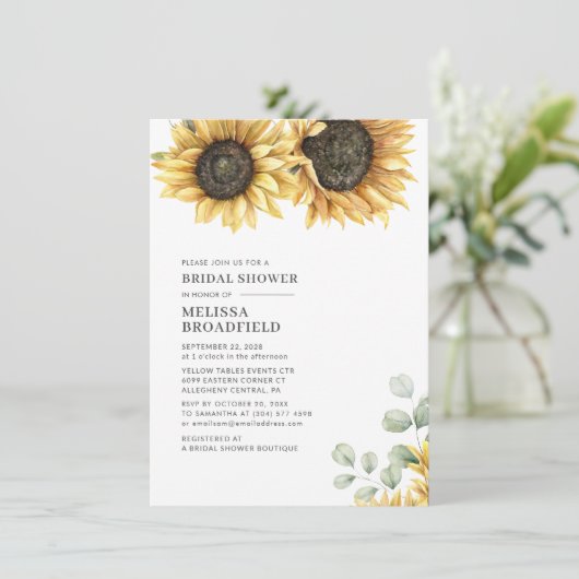 Eucalyptus Greenery Sunflower Vrijgezellenfeest Kaart (Staand voorkant)