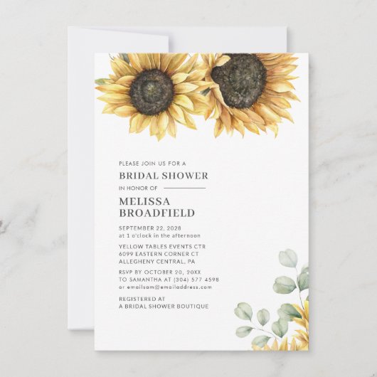 Eucalyptus Greenery Sunflower Vrijgezellenfeest Kaart (Voorkant)