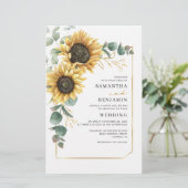 Eucalyptus Greenery Sunflower Weduwninguitnodiging (Staand voorkant)