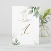 Eucalyptus Greenery Tabel 1 Weddenschap Kaart (Staand voorkant)