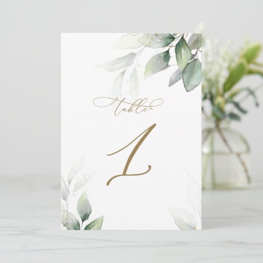 Eucalyptus Greenery Tabel 1 Weddenschap Kaart (Staand voorkant)
