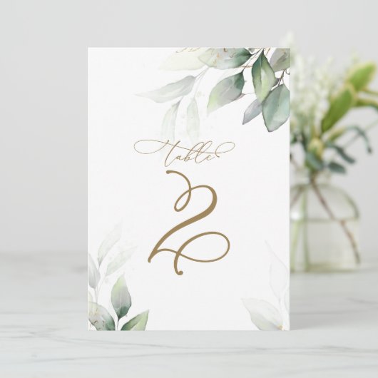 Eucalyptus Greenery Tabel 2 Weddenschappen Kaart (Staand voorkant)