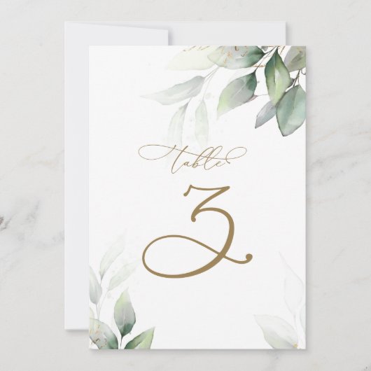Eucalyptus Greenery Tabel 3 Weddenschap Kaart (Voorkant)